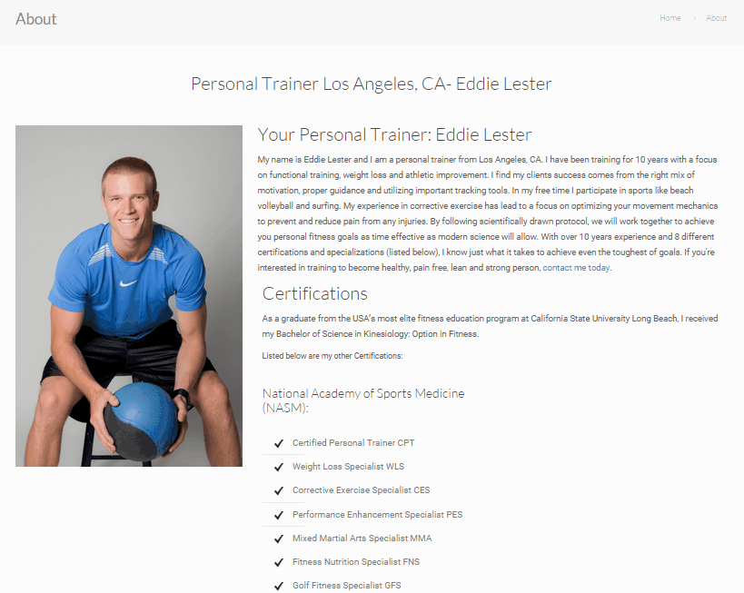 Personal Training Website Ideas